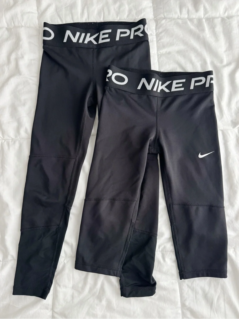 Nike Kids Dri-FIT Black Full Length Leggings and Capri Length Size XS (set of 2)